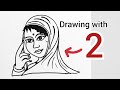 Women face drawing with number 2 || Easy drawing tutorial human face drawing