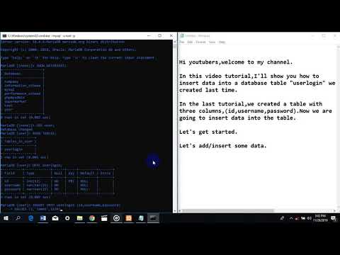 MySQL Tutorial for beginners 2 Inserting data into tables in a database ...