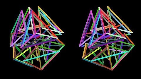 Cells-16-3d-multicolor. Rotation in four-dimensional space. 4D. Fourth dimension. Hyperspace.