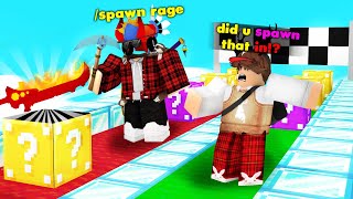 I SECRETLY Cheated In A EXTREME Lucky Block Race... (ROBLOX BEDWARS)