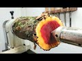 Woodturning - Red goblet!! #Classic 職人技!木工旋盤で枝から真っ赤なシャンパングラス!