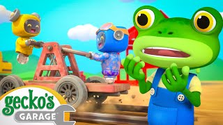 Railway Mystery at the Construction Site! 🚂 Gecko's Garage Learning Videos 🛠️