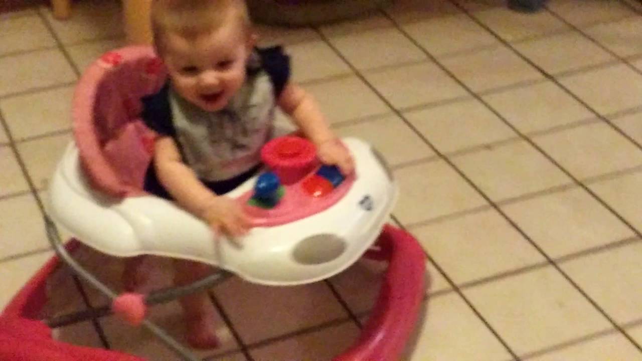 Riley in her walker running around - YouTube