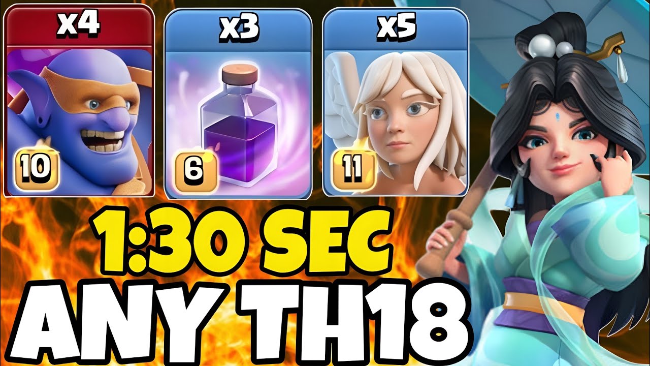 TH18 Super Bowler Healer Smash 🔥 x3 Rage Spell | Best 3 Star Attack ...