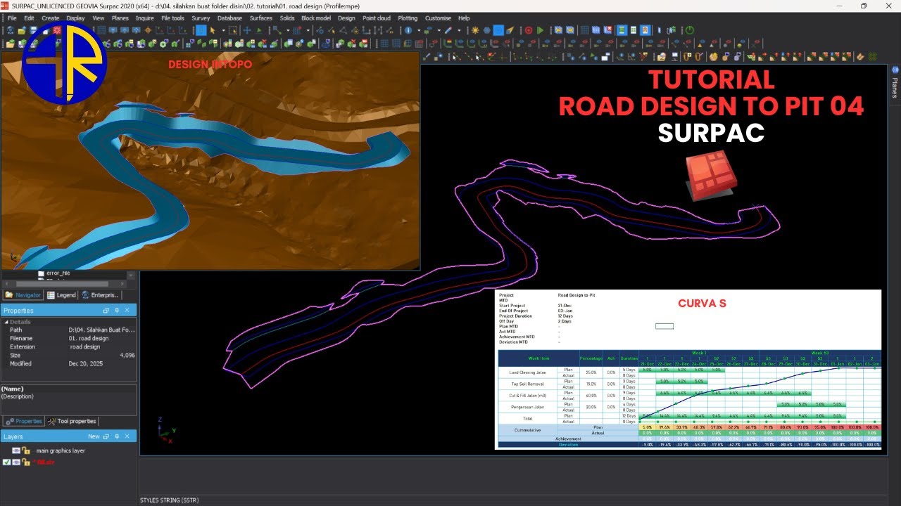 TUTORIAL ROAD DESIGN TO PIT 04 SURPAC - YouTube