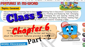Computer class 5 Chapter 6 Features in MS-WORD( Part - 2)|| Lesson reading|| Army public school book