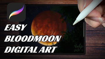 EASY DIGITAL ART FOR BEGINNERS | Blood moon Time-lapse | Procreate on iPad Pro