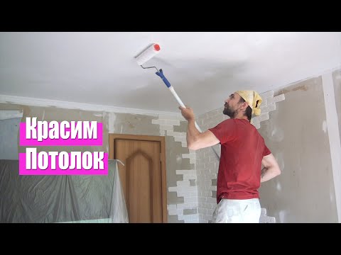 Покраска потолка валиком водоэмульсионной краской своими руками