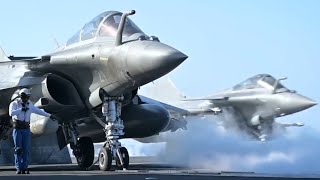 French Navy Carrier Operations by Rafale Fighter jets over Charles de Gaulle