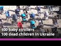 Lviv square displays 109 empty baby strollers to mark each child killed by Putin's forces