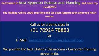 Best Hyperion Essbase and Planning Training in Chennai Hyderabad Bengaluru India.