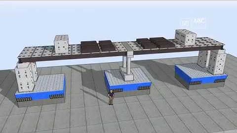 Assembly of a 2-span ABC steel plate bridge system