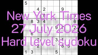 Sudoku solution – New York Times 27 July 2026 Hard level sudoku screenshot 3
