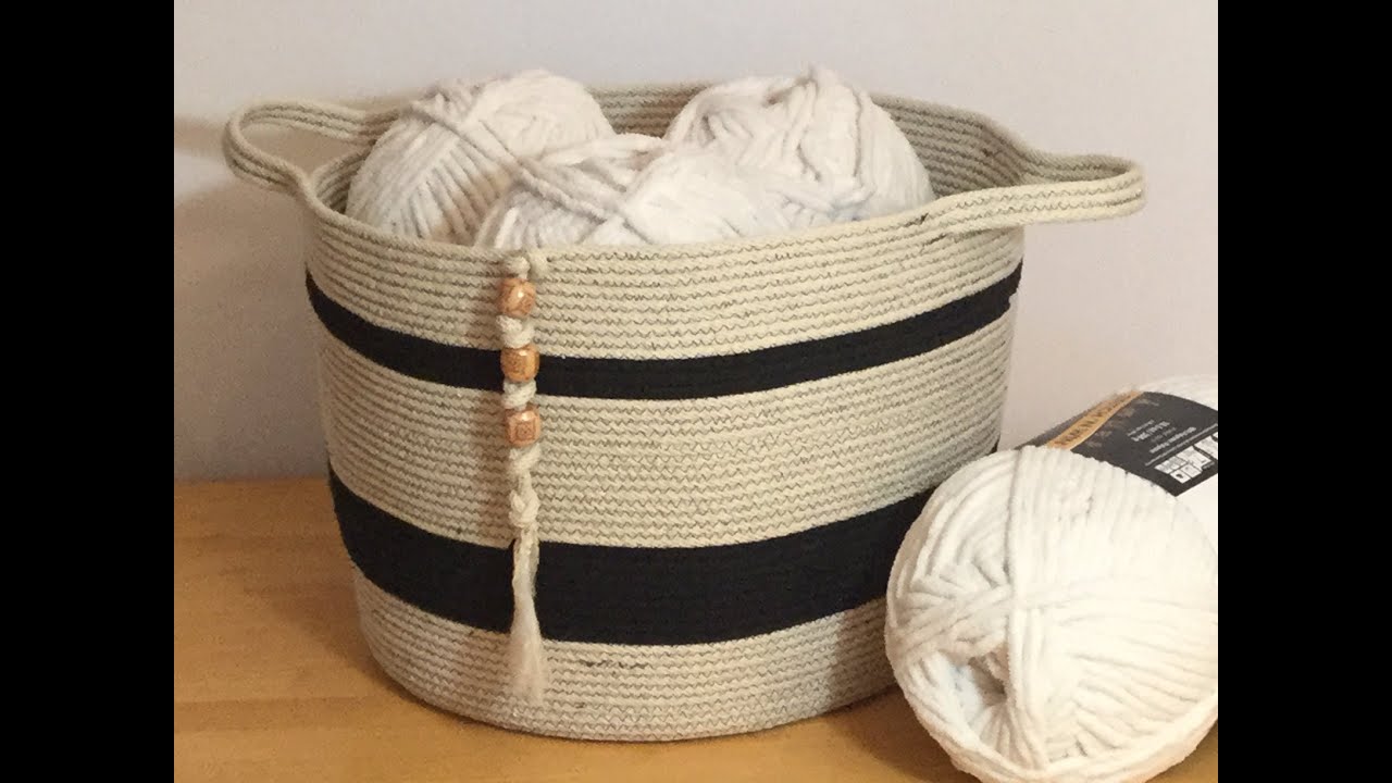 Crochet Hand-Woven Cotton Rope Storage Basket Baby Toys Storage Basket Desk LD 