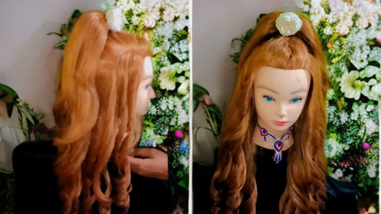 Распущенный полухвост, прямые волосы | свадебные прически