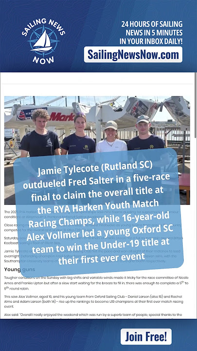 Tylecote & Vollmer Crowned at 2025 RYA Harken Youth Match Racing Championships