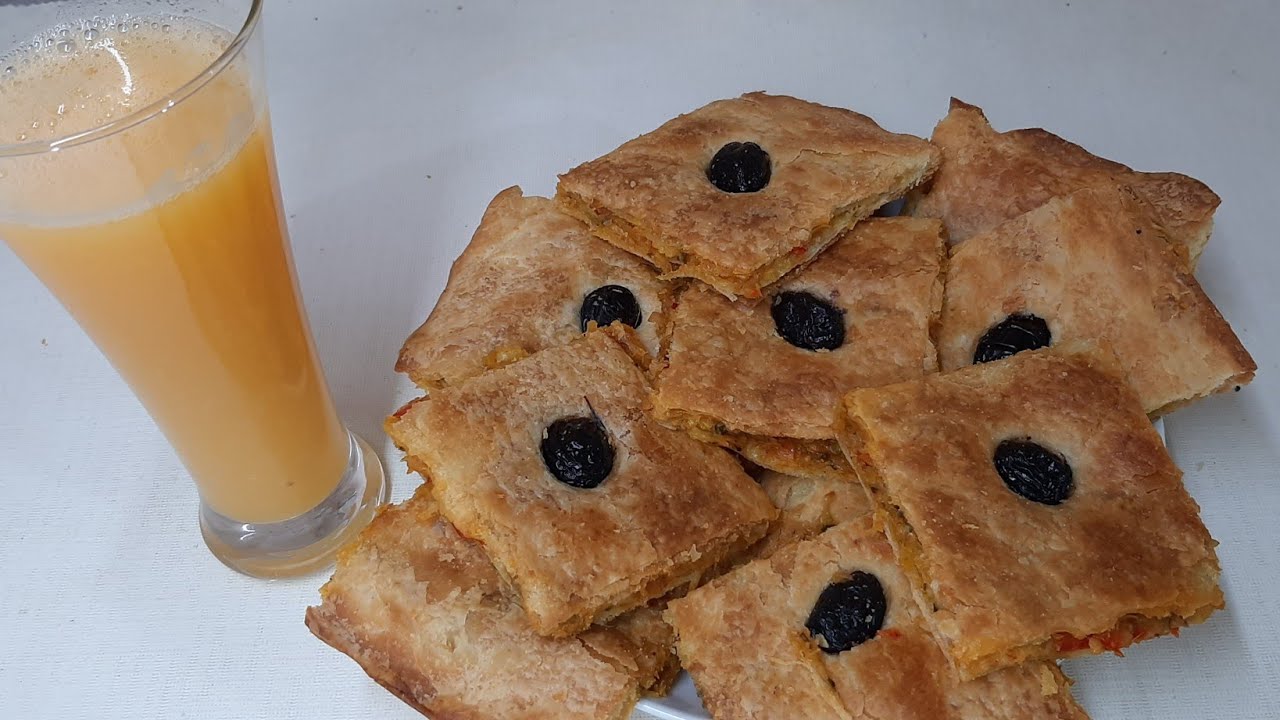 مسمن( فطيرة مورقة)بالخضار في الفرن mssemen ( feuilleté) farci au four/