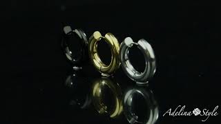 Adelina Style(アデリナスタイル) 幅5mm ステンレスピアス ゴールド 太めフープピアス レディース メンズ リングピアス アレルギーフリー 両耳ペア