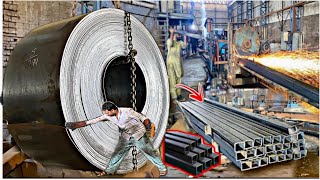 Complete Manufacturing process of Rectangular size stainless steel pipe || Mass production of pipe||