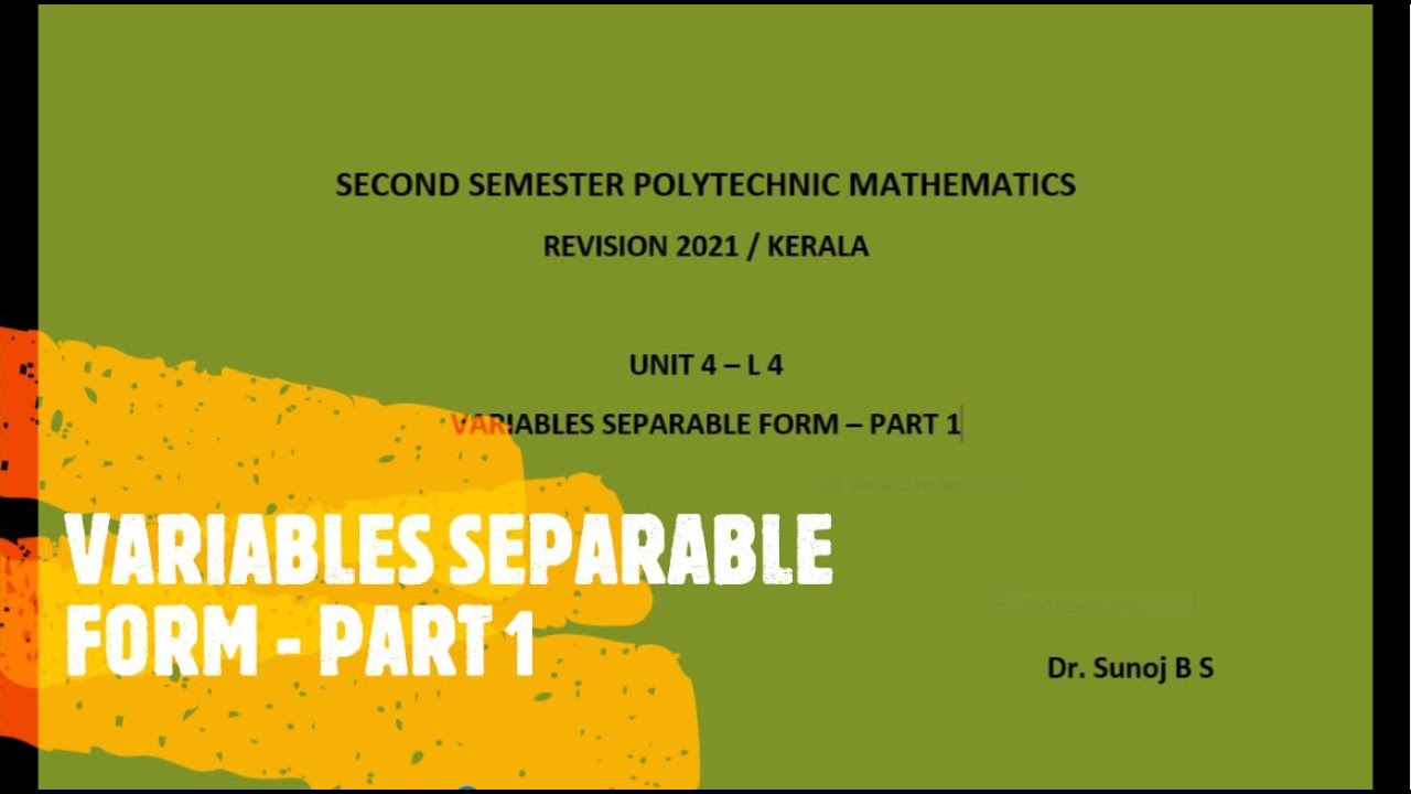 Variables Separable form - Part 1 - YouTube