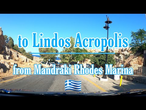 🚙Driving from Mandraki Rhodes Marina to Lindos Acropolis - Greece 🇬🇷