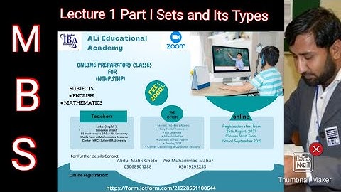 Week 1 Lecture 1 Part I - Sets and Its Types - Online Preparatory Classes