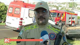Automóvel capotou após acidente de trânsito em Pato...