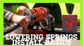 How To Install TMC Front Lowering Springs Abarth 595 Competizione! Fiat 500 Lowering Springs Install