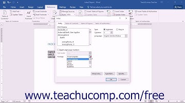 Word 2016 Tutorial Cusomizing an Index Microsoft Training