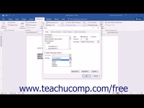 Word 2016 Tutorial Cusomizing an Index Microsoft Training