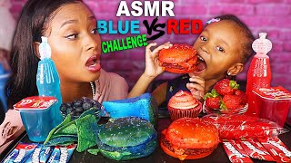 RED FOOD VS BLUE FOOD CHALLENGE MUKBANG (JELLY CANDY CAKE SAUSAGE BURGER)먹방 QUEEN BEAST \& LAYLA