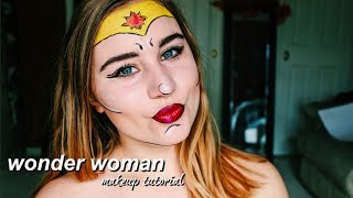 Easy COMIC Wonder Woman Makeup Tutorial For Halloween!