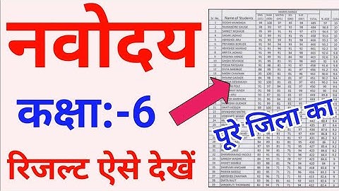 JNVS Class 6 Result List 2021 Kaise dekhe | How to Check NAVODAYA Result Merit List 2021 Class 6