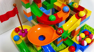 Marble Run ASMR ☆ Block coaster Slowly assemble & roll balls