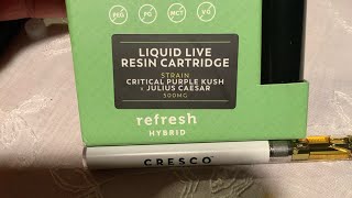 Cresco new cartridge critical purple kush x Julius Caesar