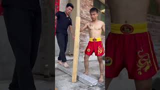 Rural Kung Fu Boy Breaks Wooden Stick With One Kick