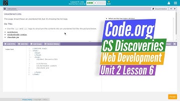 Lists - Lesson 6.4 Tutorial with Answers - Code.org Web Development