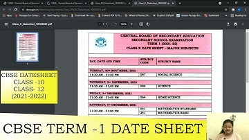 Cbse Term 1 Date Sheet | Cbse Datesheet 2021-2022 | Cbse Board Datesheet