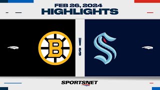 NHL Highlights | Bruins vs. Kraken - February 26, 2024