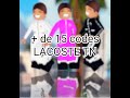 De 15 codes lacoste tn  berry avenue brookhaven