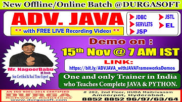 ADV. JAVA Offline/Online Training @ DURGASOFT