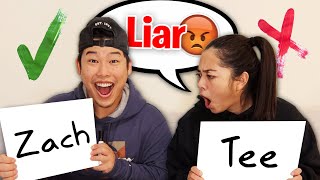 My boyfriend is a Liar !! | Funny Couple Questions | Zach & Tee