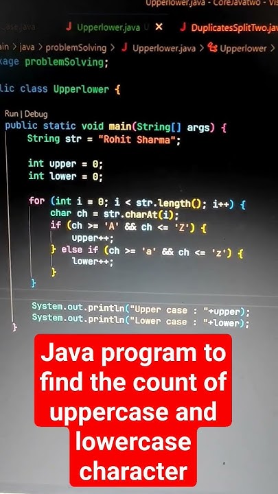 Java program to find count of uppercase and lowercase characters # ...