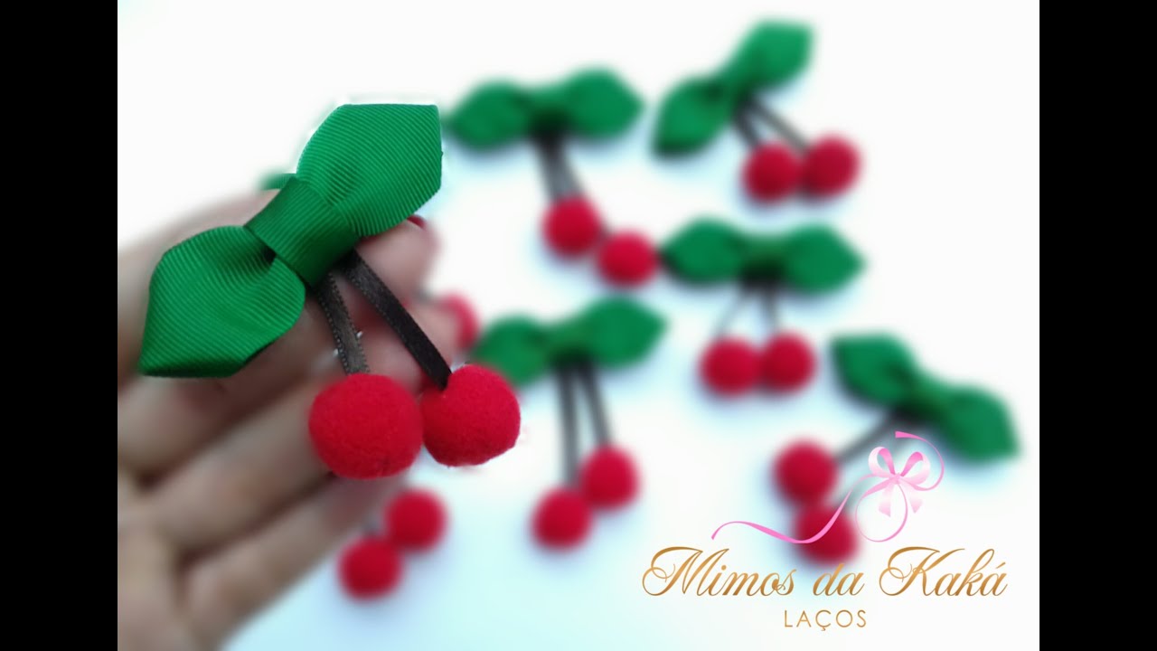 Laço Cerejinha  #ColeçãoFrutinhas- Diy Ribbon Bow- Kaká Magalhães