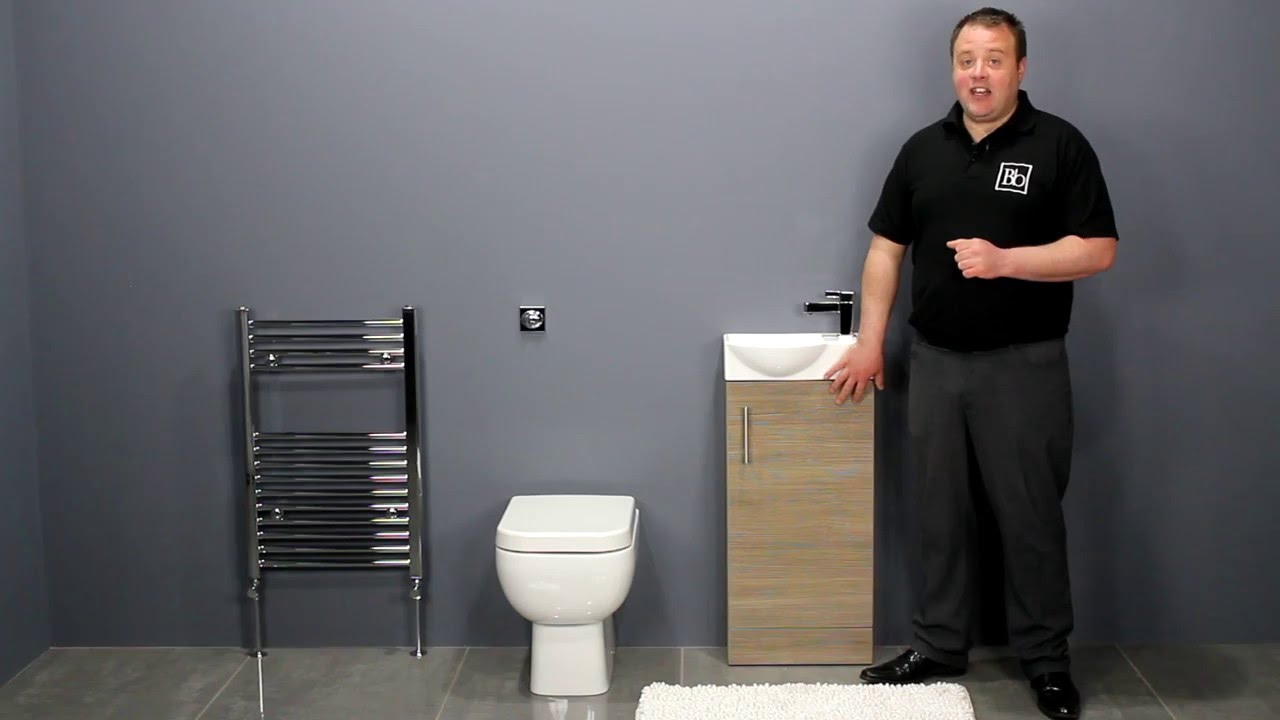 Back To Wall Toilet & Oak Vanity Unit Bathroom Furniture for Small Bathrooms