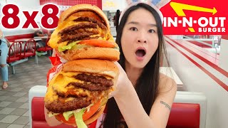 Eating 8X8 Cheeseburger At IN-N-OUT! Biggest Animal Style Burger & Fries - Food Challenge Mukbang