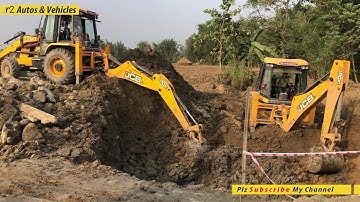 JCB Backhoe Loader Making A Bridge Foundation - JCB 4x4 Working Road Construction Part 2
