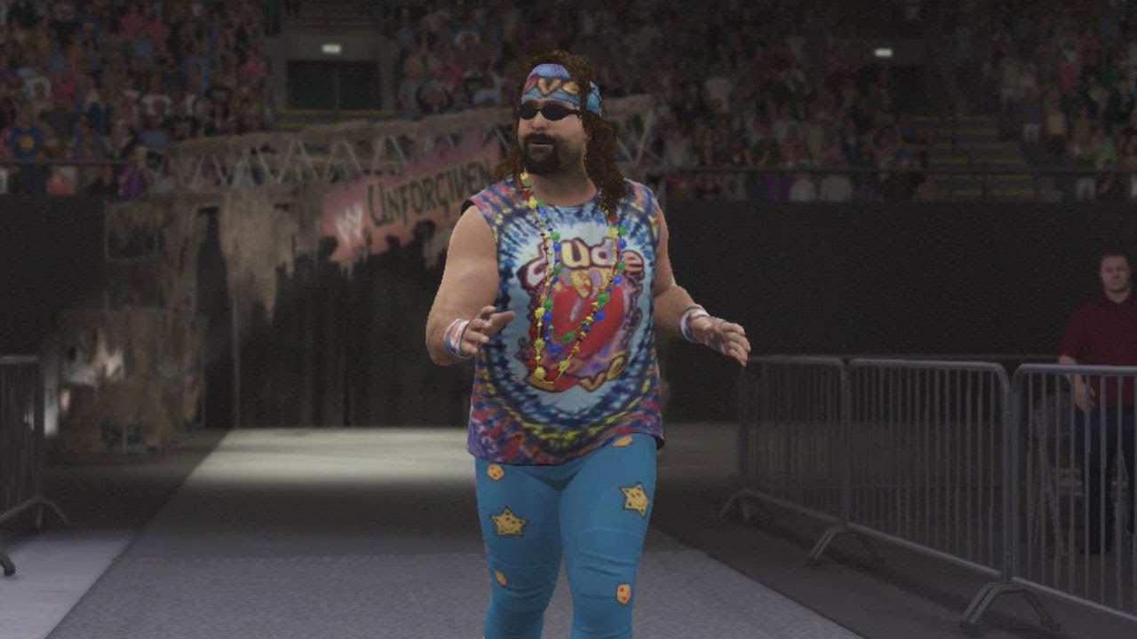 Dude Love struts to the ring in WWE 2K16