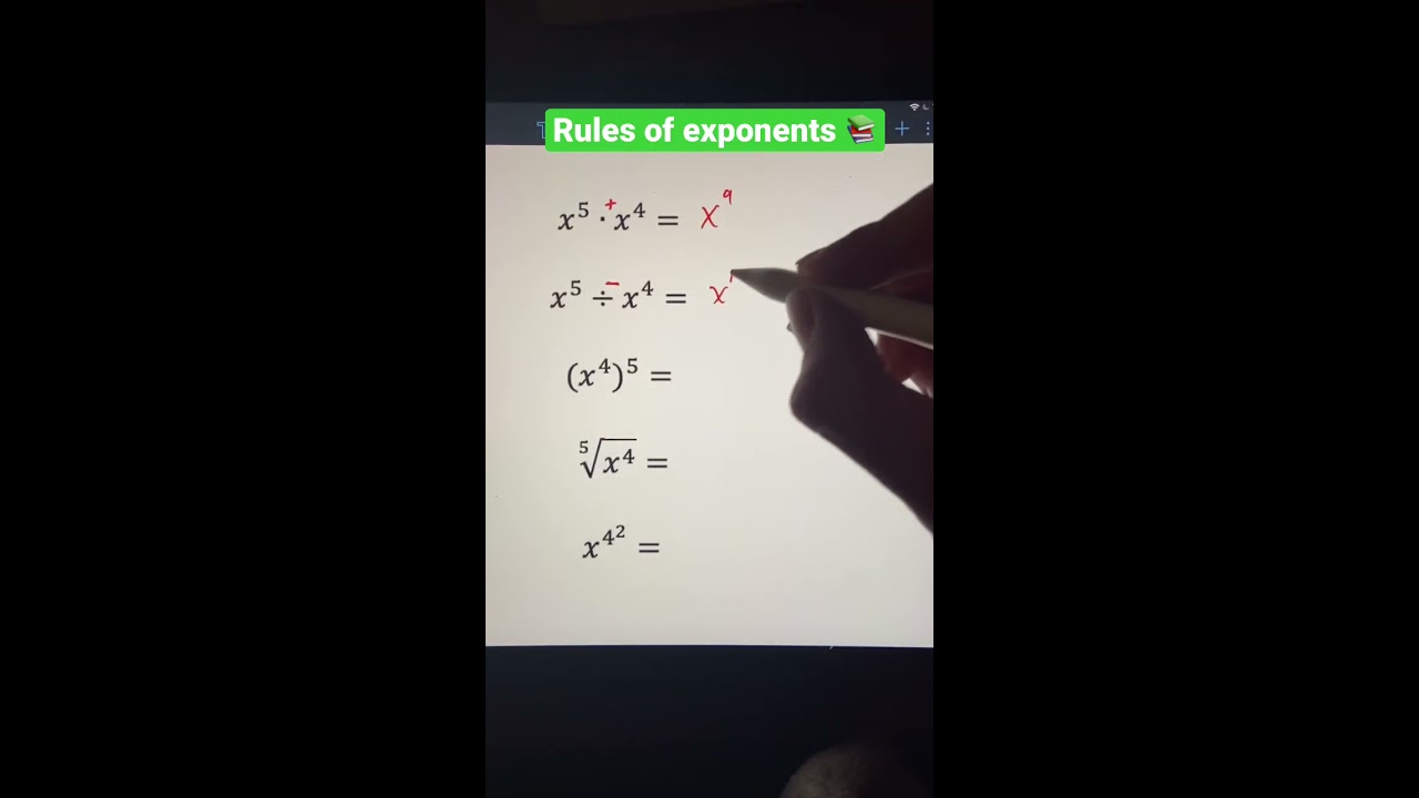 Rules Of Exponents Multiplying Dividing Roots Algebra With JusticeTheTutor Math Shorts
