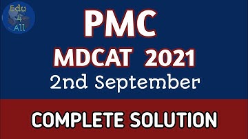 #mdcat2021test #pmcmdcat2021 MDCAT 2021 2nd September Complete Solution